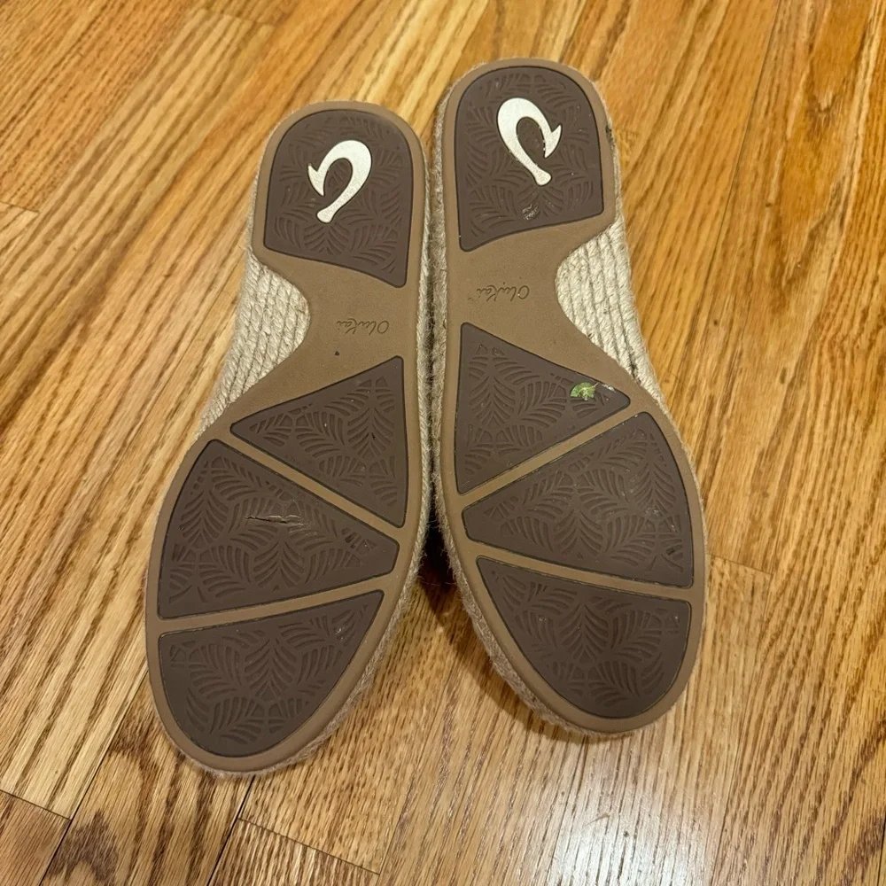 Olukai Kaula Pa’a Kapa Pink Linen Espadrille Shoe 9